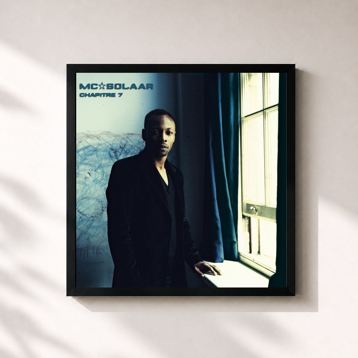 #noir Tableau carré de l'album Chapitre 7 de MC Solaar, cadre noir 32x32 cm