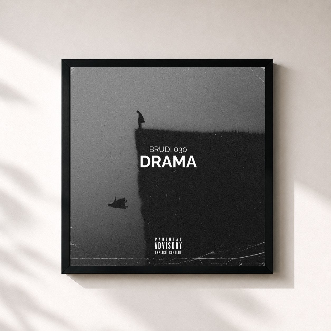 #noir Tableau carré de l'album DRAMA de Brudi030, cadre noir 32x32 cm