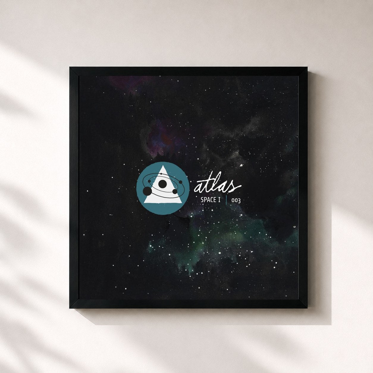 #noir Tableau carré de l'album Atlas: Space 1 de Sleeping At Last, cadre noir 32x32 cm