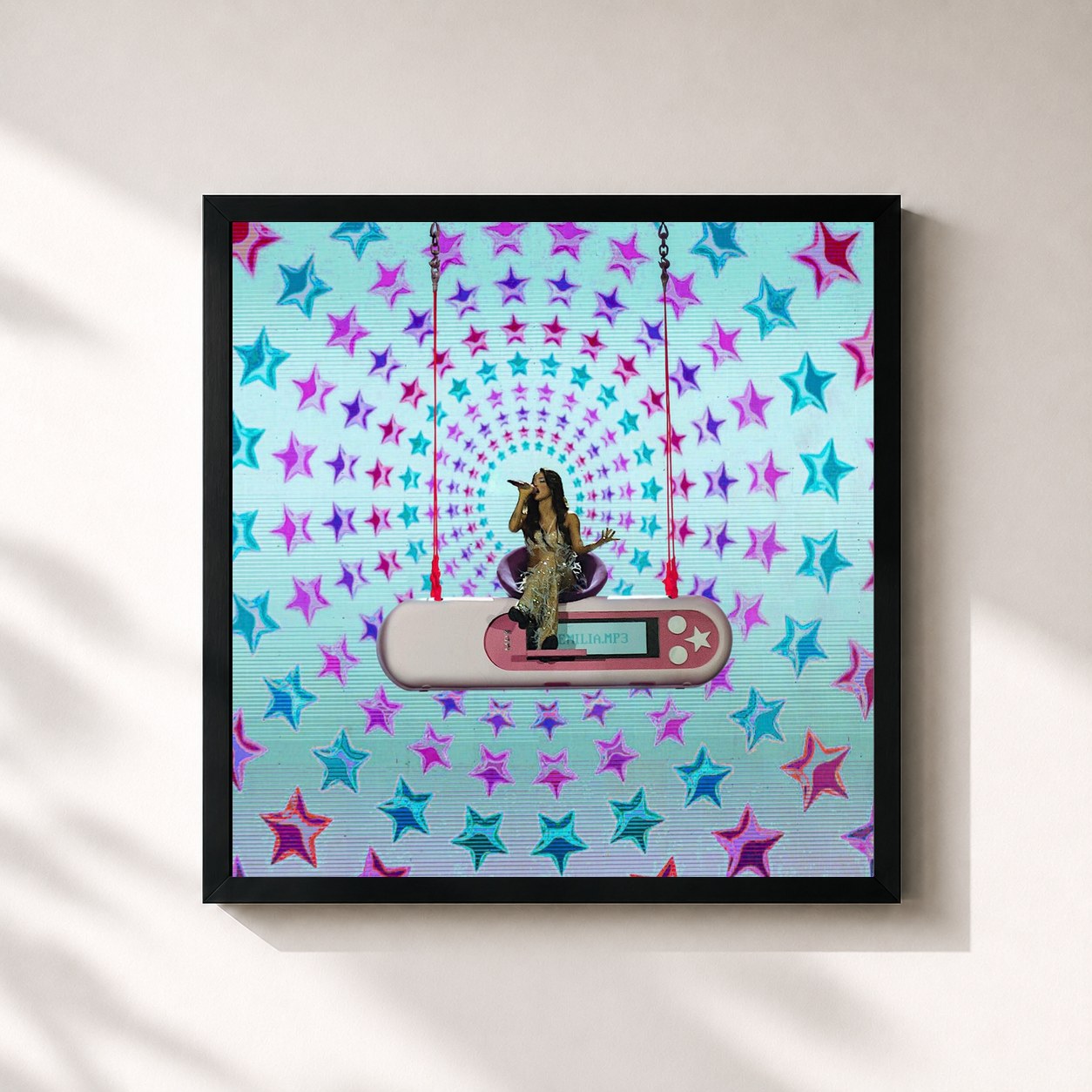 #noir Tableau carré de l'album Tour_En_Vivo.mp3 de Emilia, cadre noir 32x32 cm