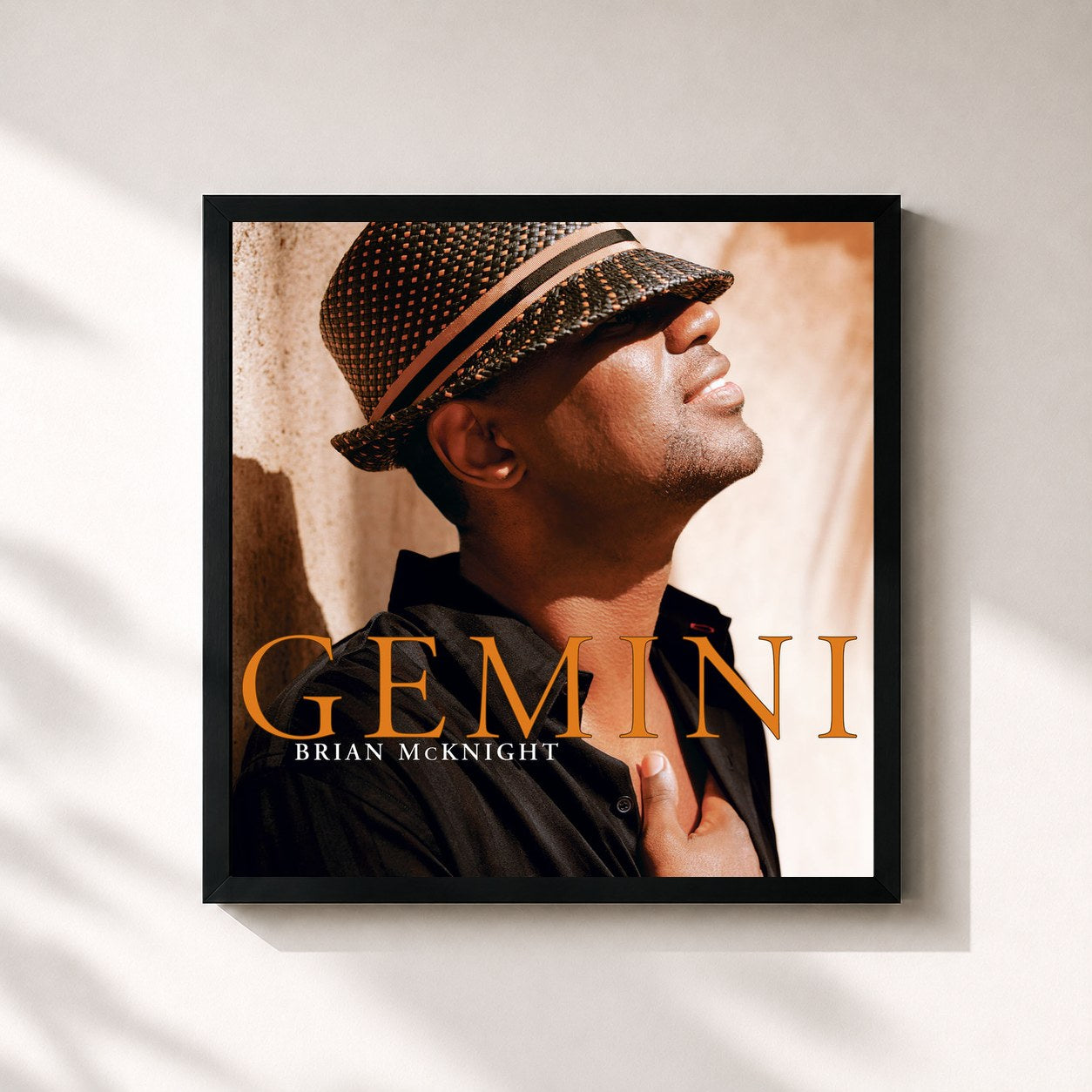 #noir Tableau carré de l'album Gemini de Brian McKnight, cadre noir 32x32 cm
