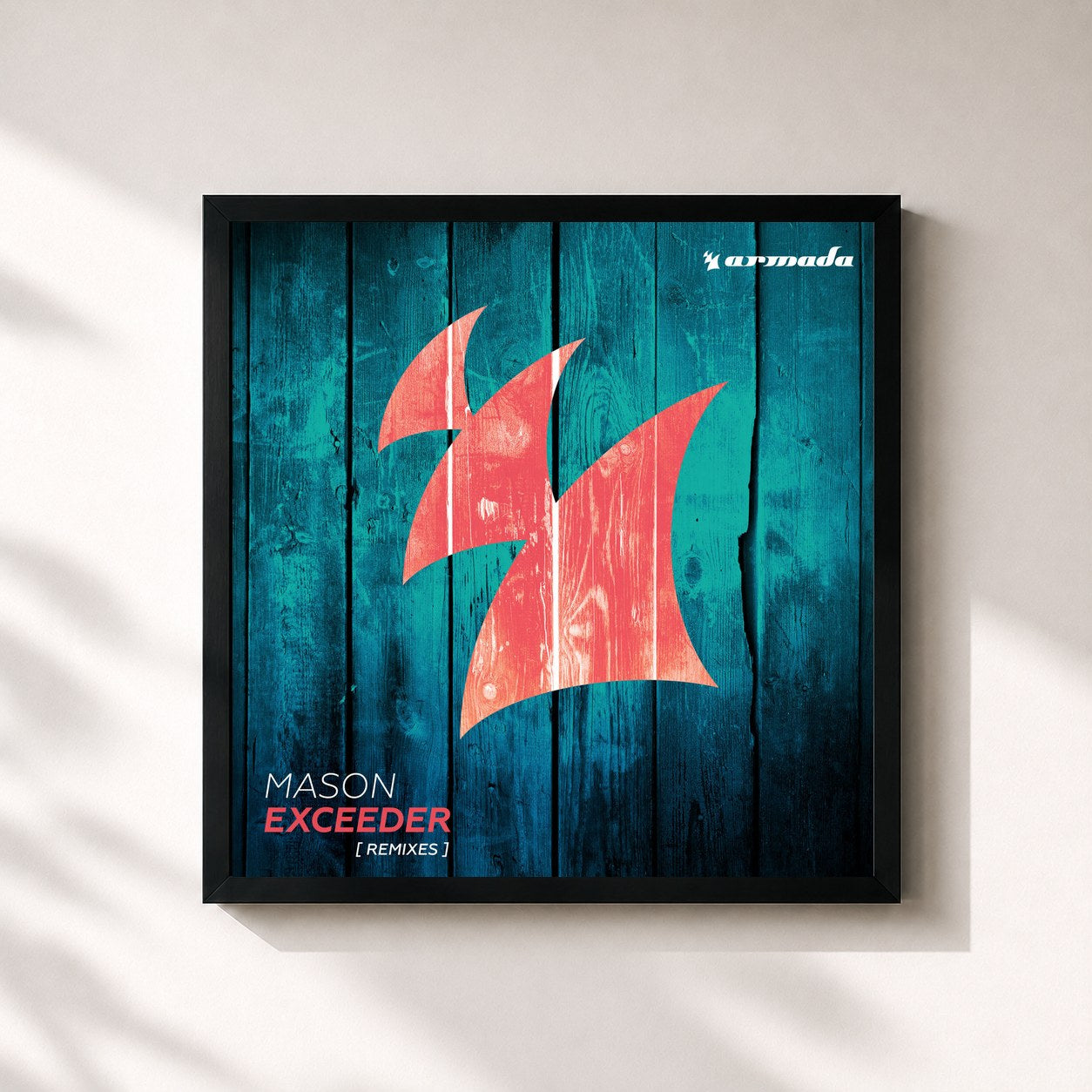 #noir Tableau carré de l'album Exceeder (Remixes) de Mason, cadre noir 32x32 cm