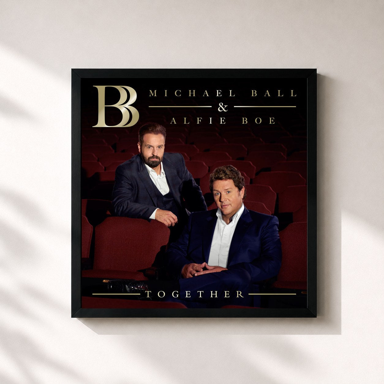 #noir Tableau carré de l'album Together de Michael Ball, cadre noir 32x32 cm