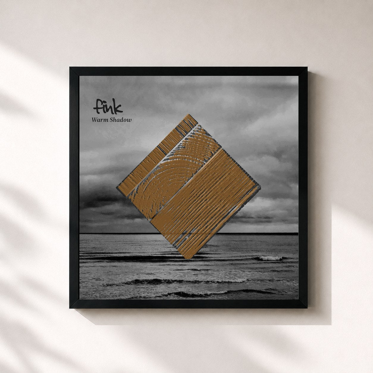 #noir Tableau carré de l'album Warm Shadow de Fink, cadre noir 32x32 cm