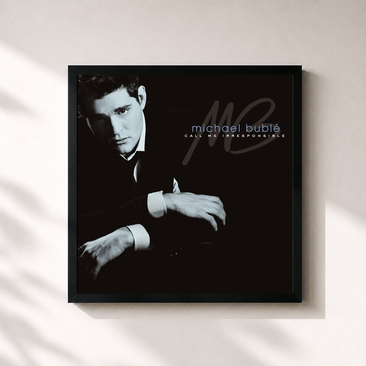 #noir Tableau carré de l'album Call Me Irresponsible de Michael Bublé, cadre noir 32x32 cm