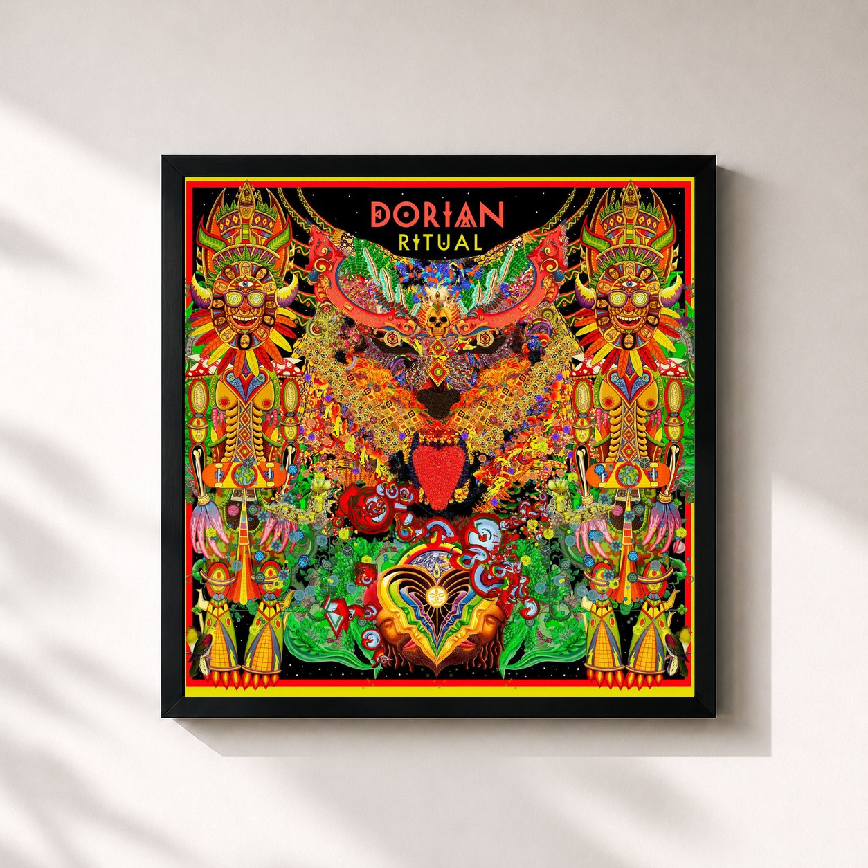 #noir Tableau carré de l'album Ritual de Dorian, cadre noir 32x32 cm