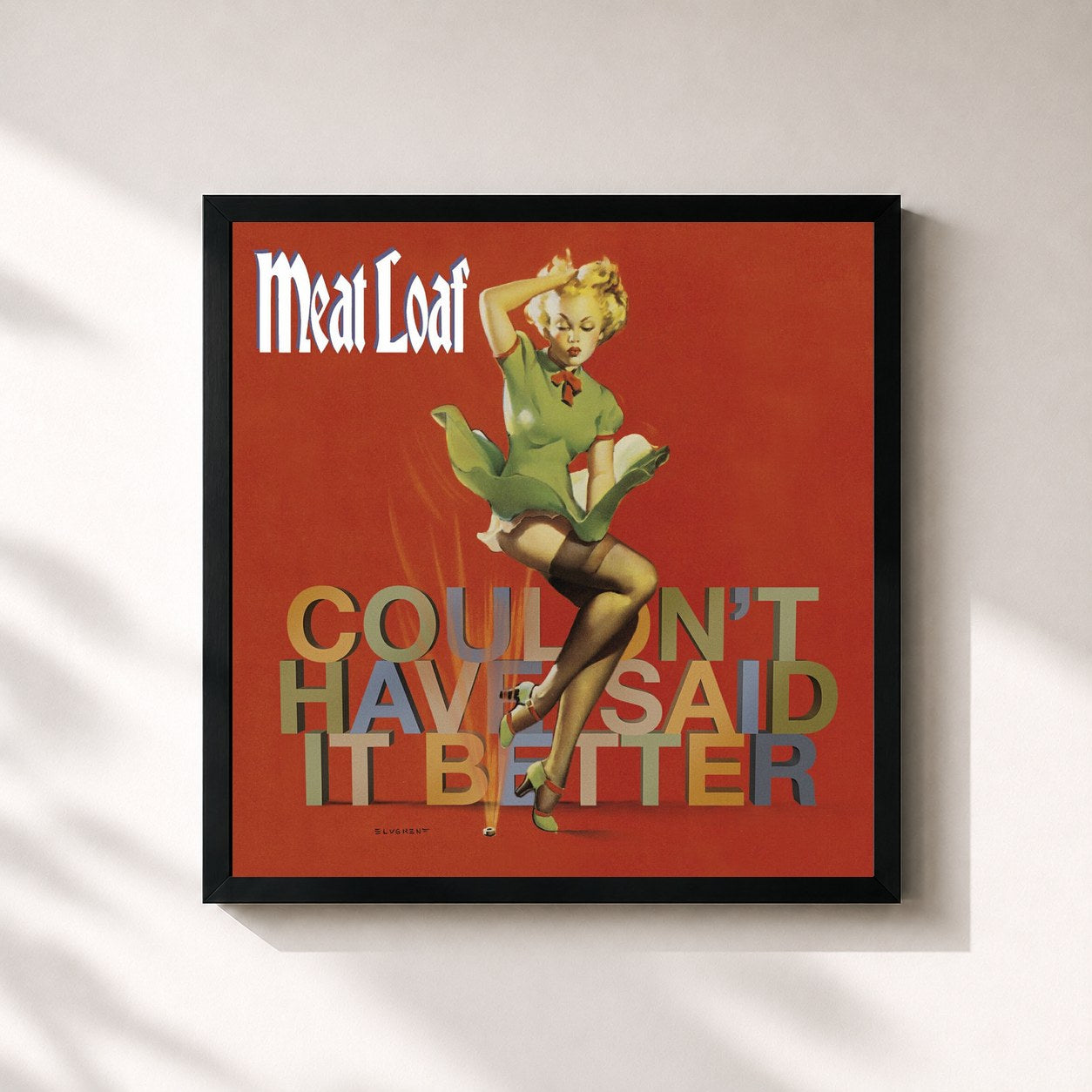 #noir Tableau carré de l'album I Couldn´t Have Said It Better Myself de Meat Loaf, cadre noir 32x32 cm