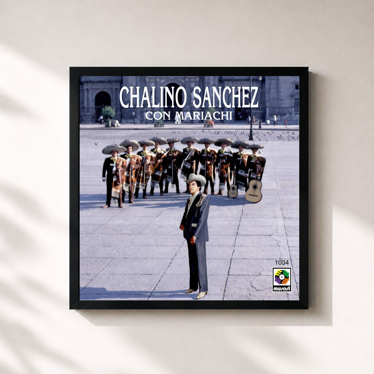 #noir Tableau carré de l'album Chalino Sánchez Con Mariachi de Chalino Sanchez, cadre noir 32x32 cm