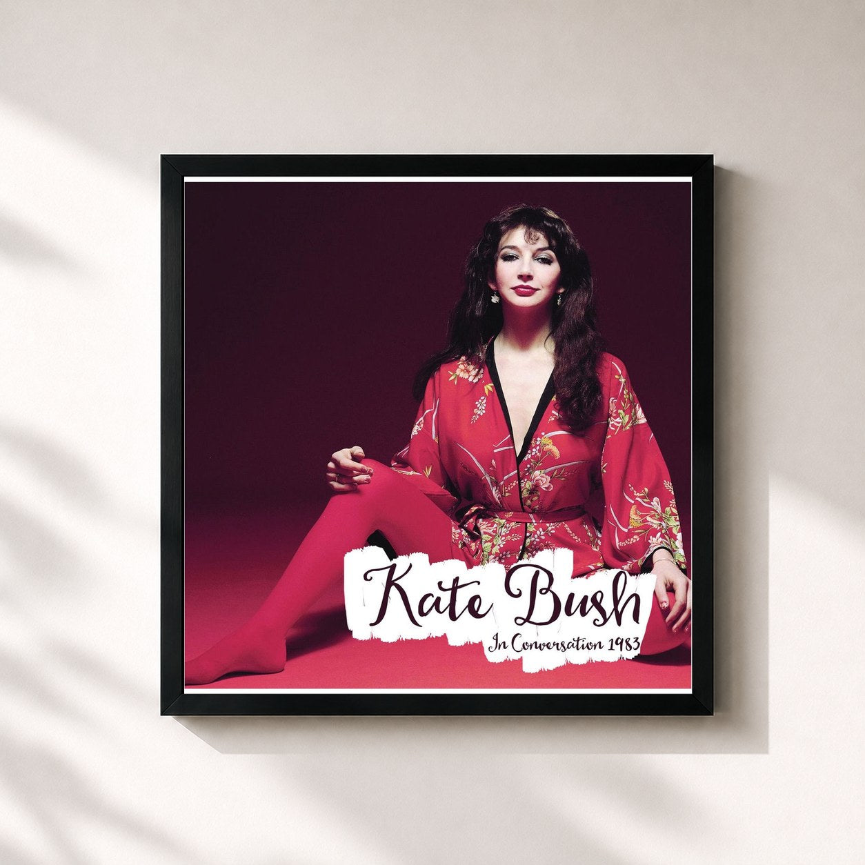 #noir Tableau carré de l'album In Conversation 1983 de Kate Bush, cadre noir 32x32 cm