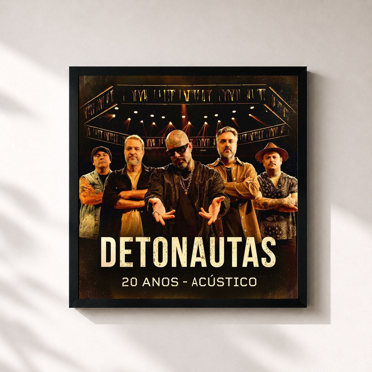 #noir Tableau carré de l'album 20 Anos - Acústico de Detonautas, cadre noir 32x32 cm