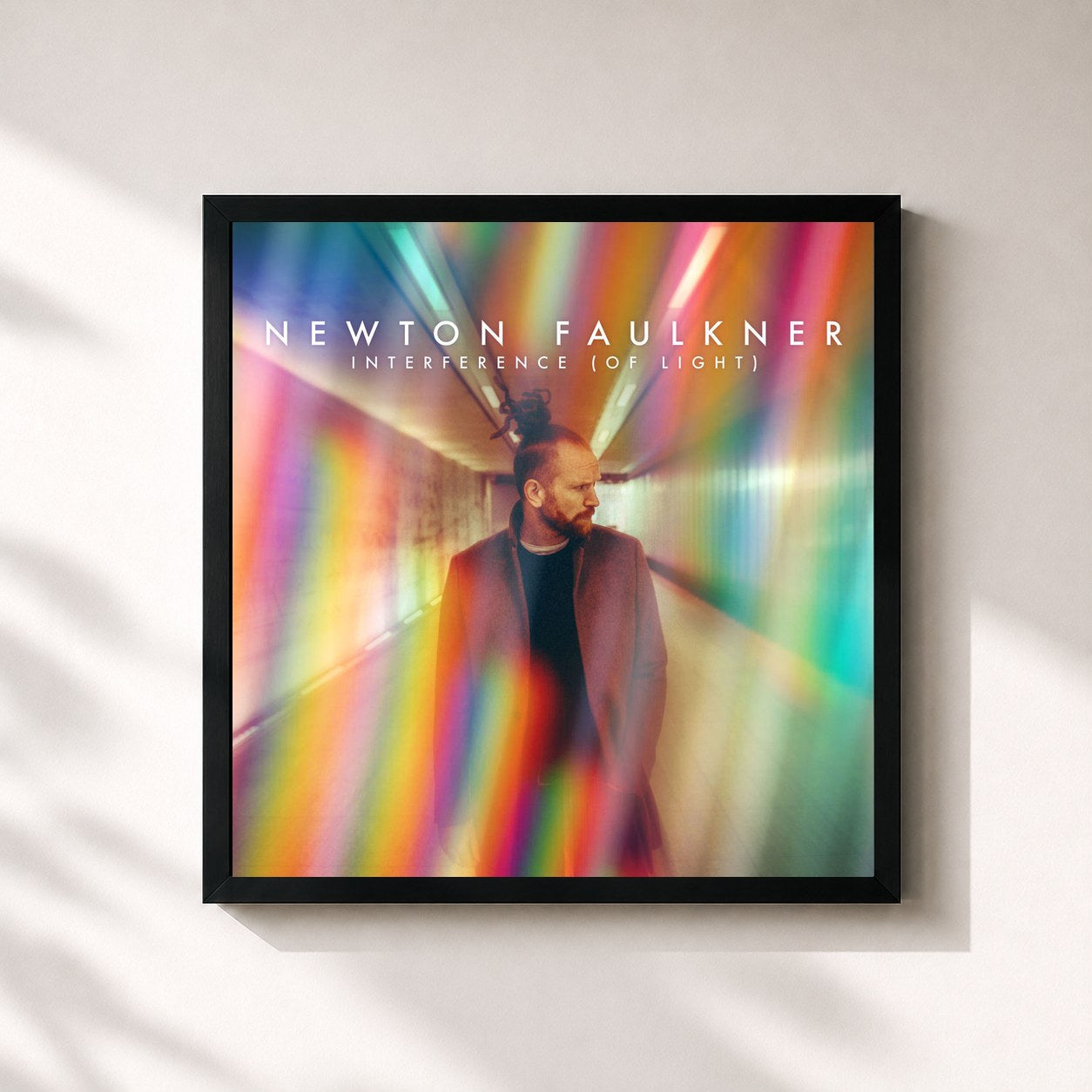 #noir Tableau carré de l'album Interference (Of Light) de Newton Faulkner, cadre noir 32x32 cm