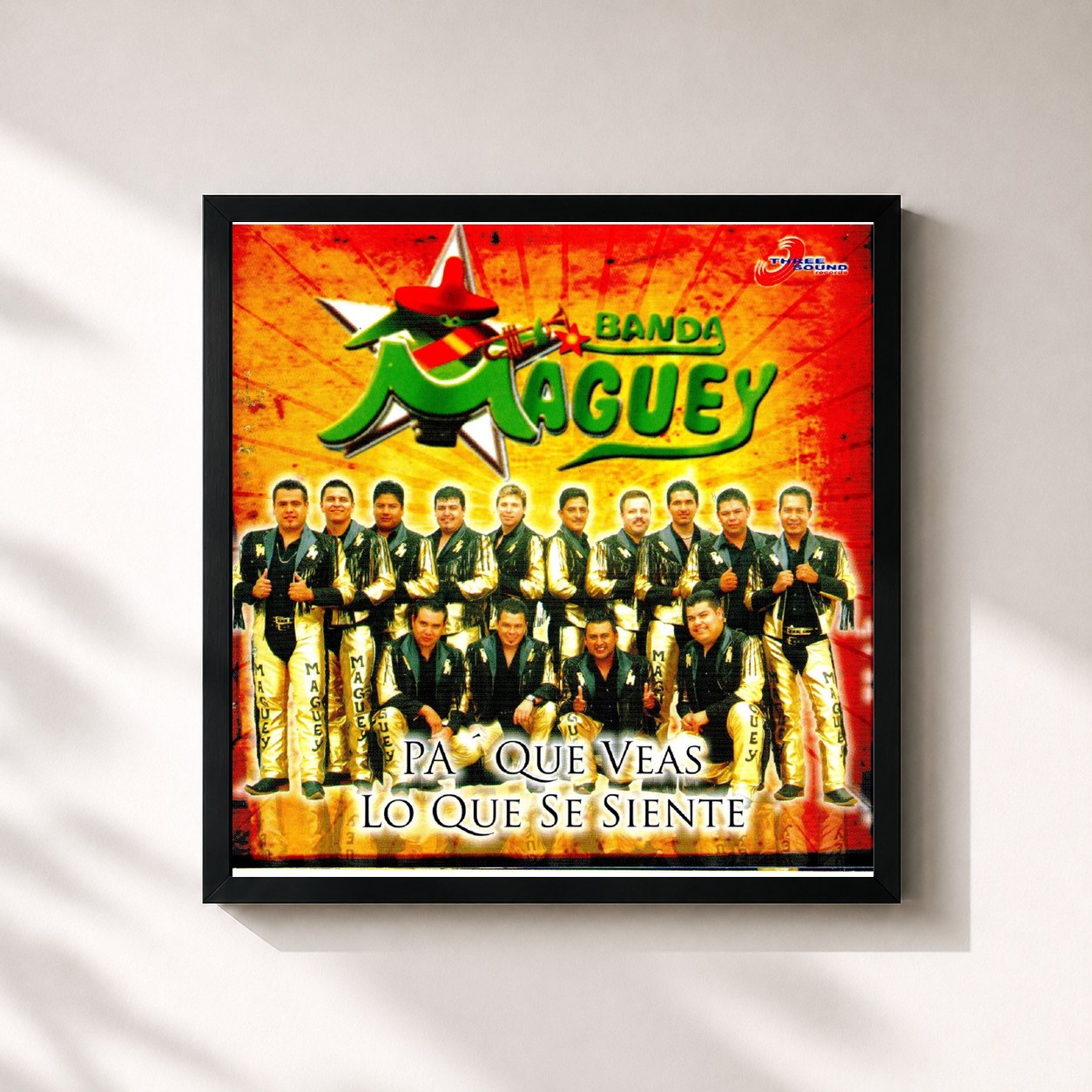 #noir Tableau carré de l'album Pa Que Veas Lo Que Se Siente de Banda Maguey, cadre noir 32x32 cm