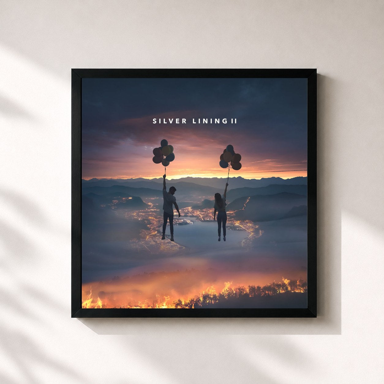 #noir Tableau carré de l'album Silver Lining II de Jake Miller, cadre noir 32x32 cm