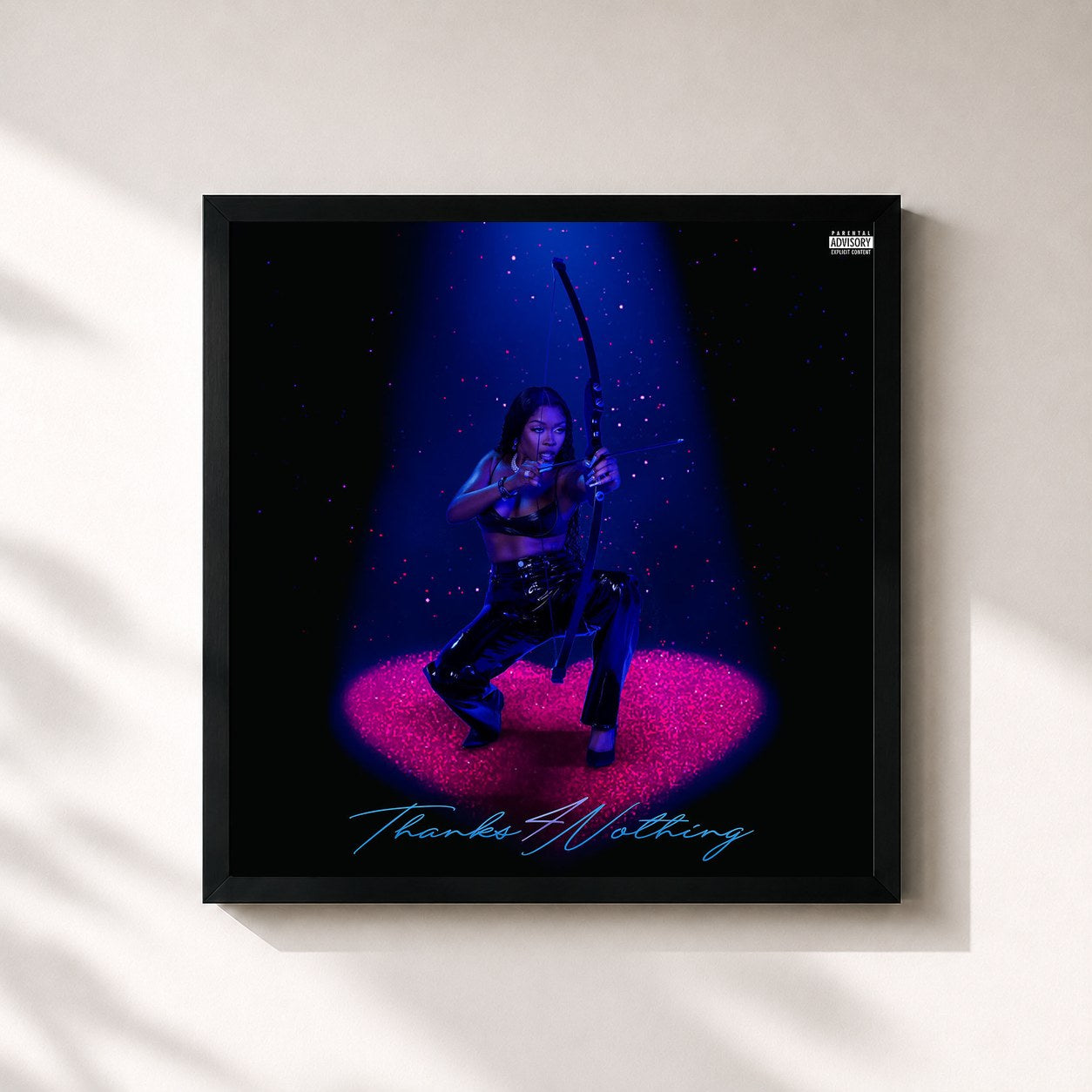 #noir Tableau carré de l'album Thanks 4 Nothing de Tink, cadre noir 32x32 cm