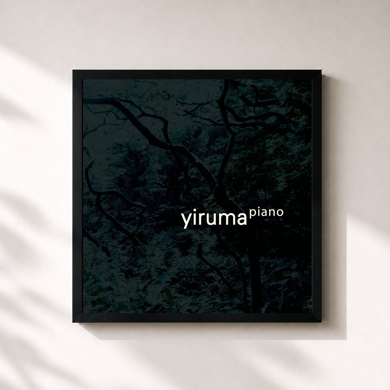 #noir Tableau carré de l'album Piano de Yiruma, cadre noir 32x32 cm