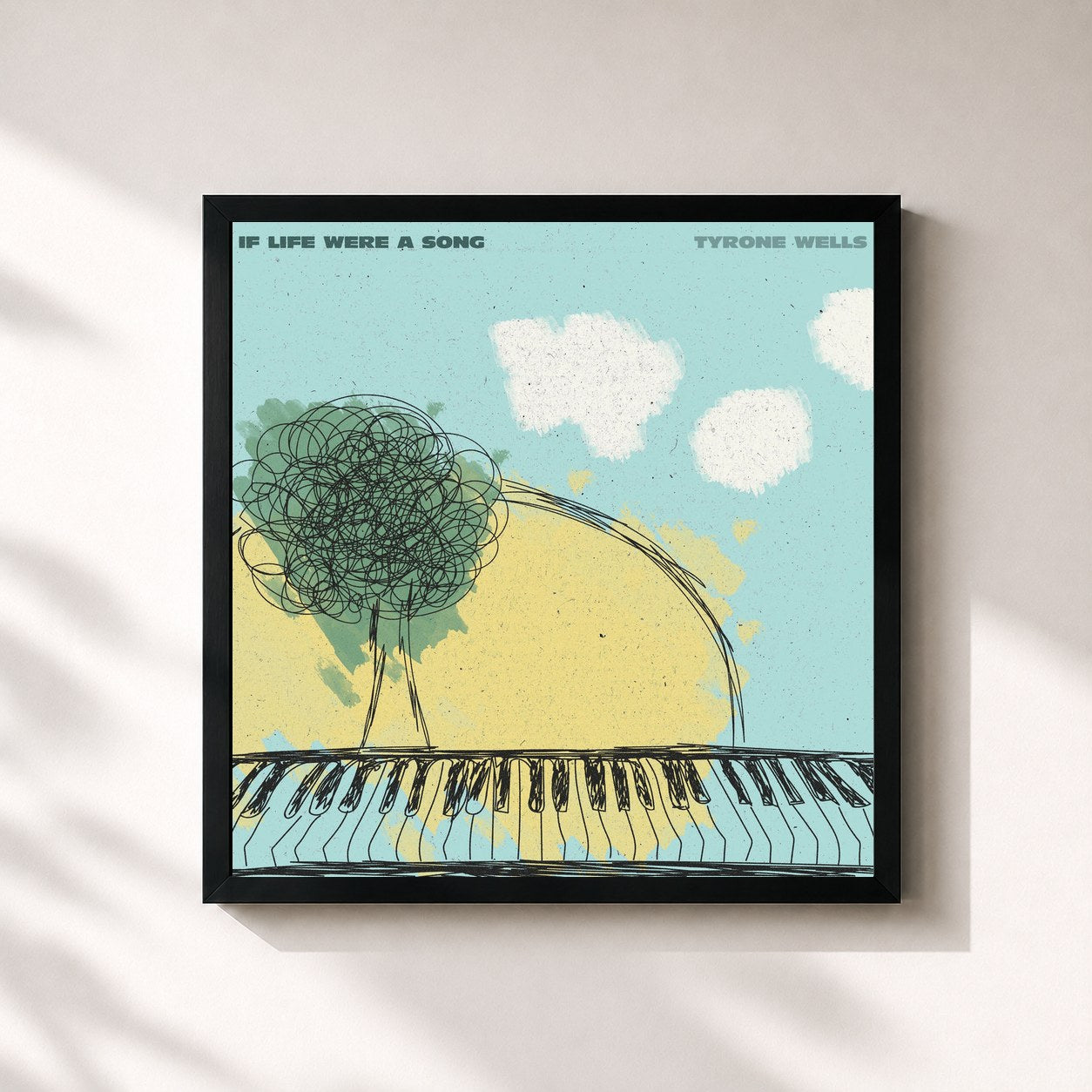 #noir Tableau carré de l'album If Life Were a Song de Tyrone Wells, cadre noir 32x32 cm