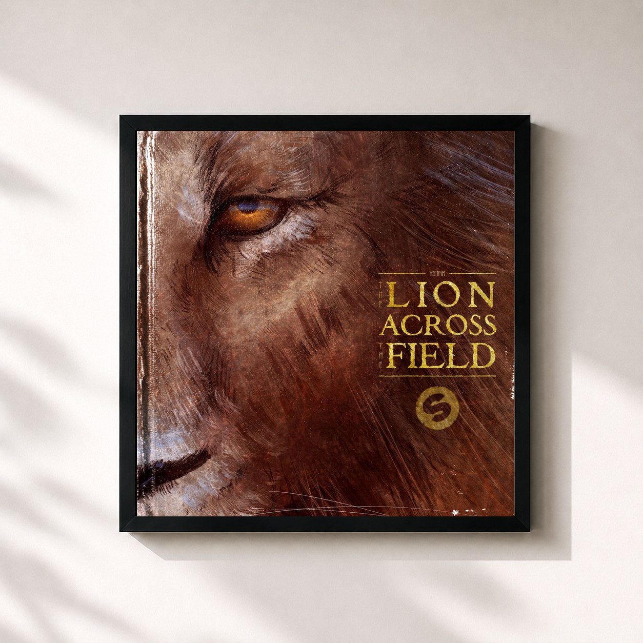 #noir Tableau carré de l'album The Lion Across The Field de KSHMR, cadre noir 32x32 cm