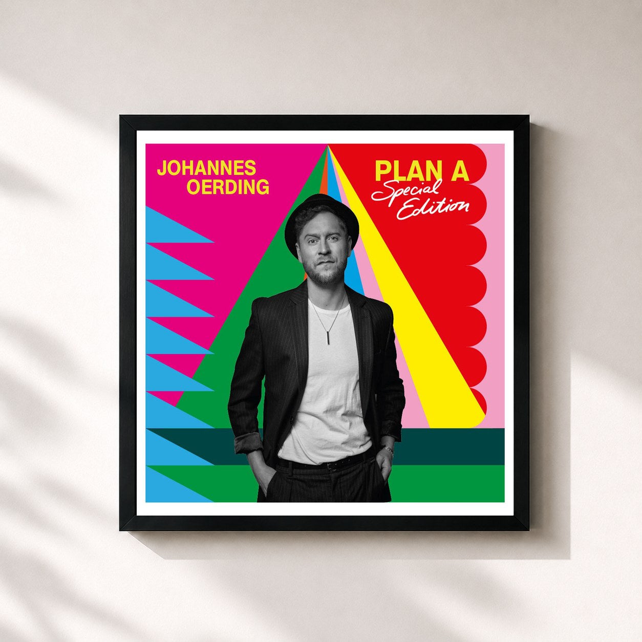 #noir Tableau carré de l'album Plan A (Special Edition) de Johannes Oerding, cadre noir 32x32 cm