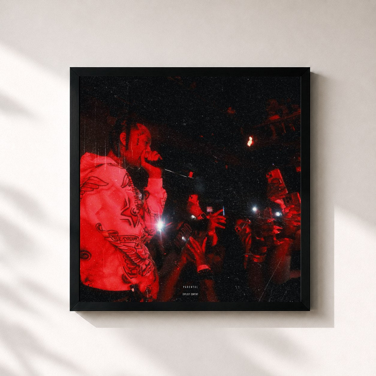 #noir Tableau carré de l'album 4MF (4 MY FANS TAPE) de Stunna 4 Vegas, cadre noir 32x32 cm