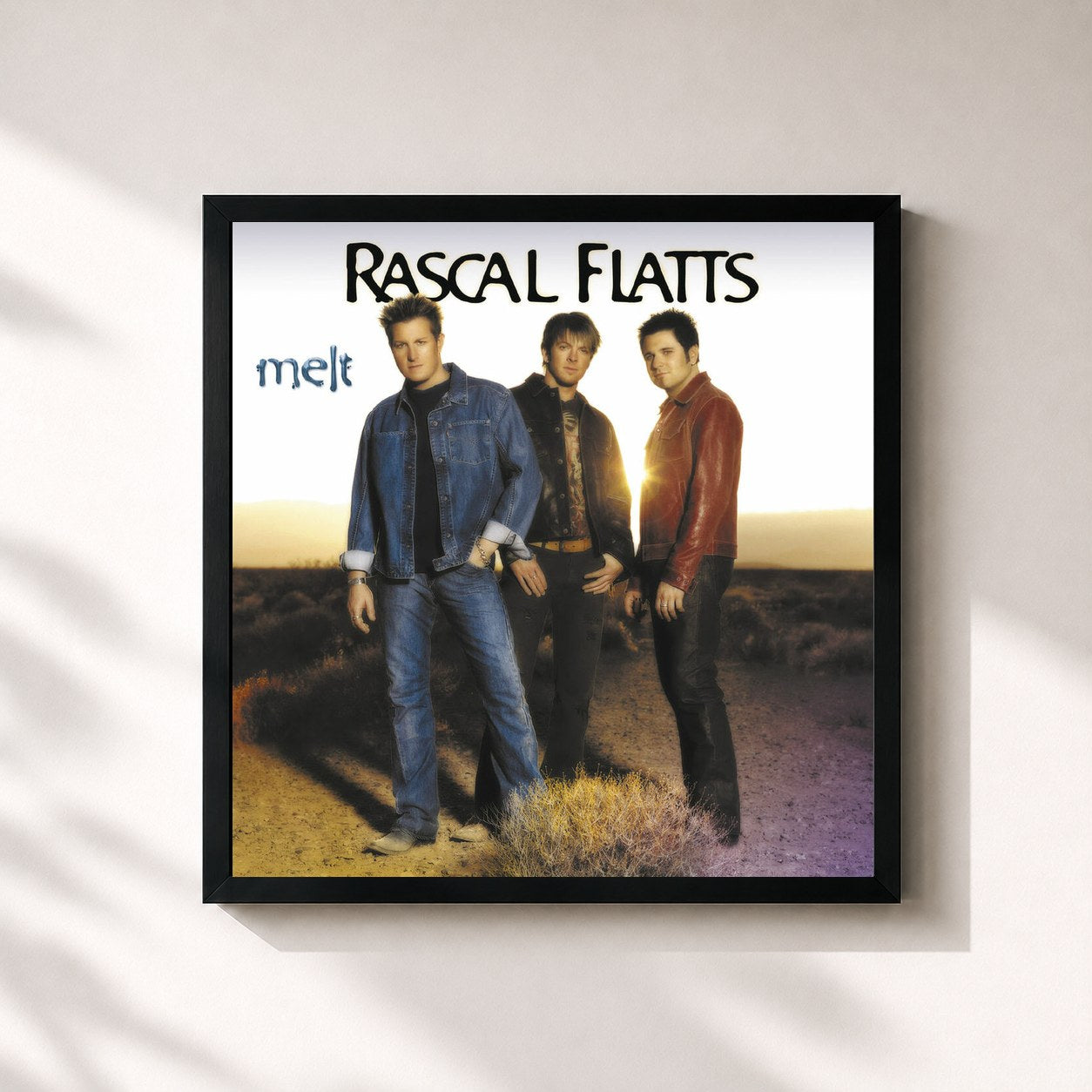 #noir Tableau carré de l'album Melt de Rascal Flatts, cadre noir 32x32 cm