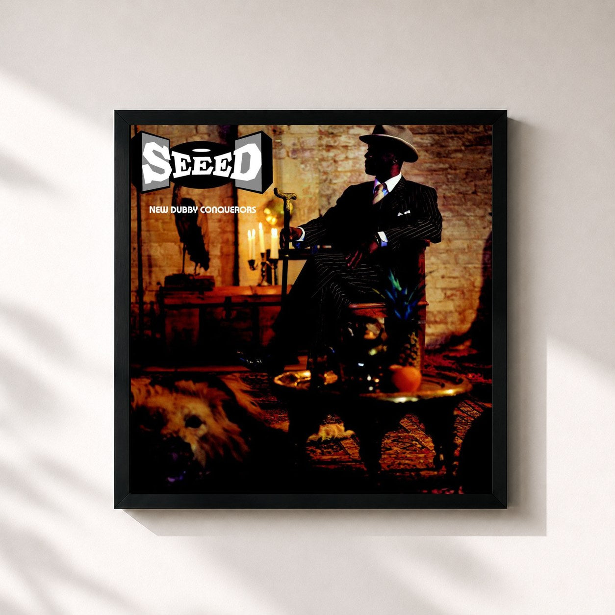 #noir Tableau carré de l'album New Dubby Conquerors de Seeed, cadre noir 32x32 cm