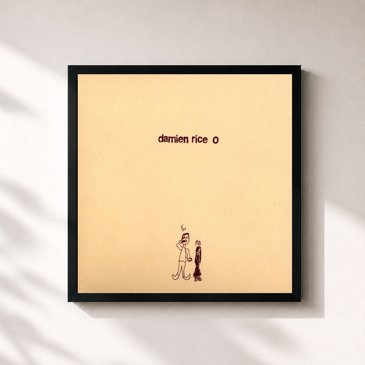 #noir Tableau carré de l'album O de Damien Rice, cadre noir 32x32 cm