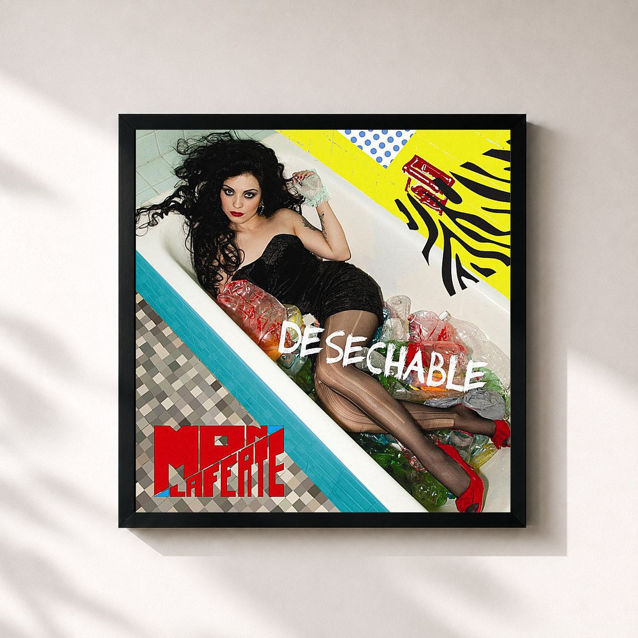 #noir Tableau carré de l'album Desechable de Mon Laferte, cadre noir 32x32 cm