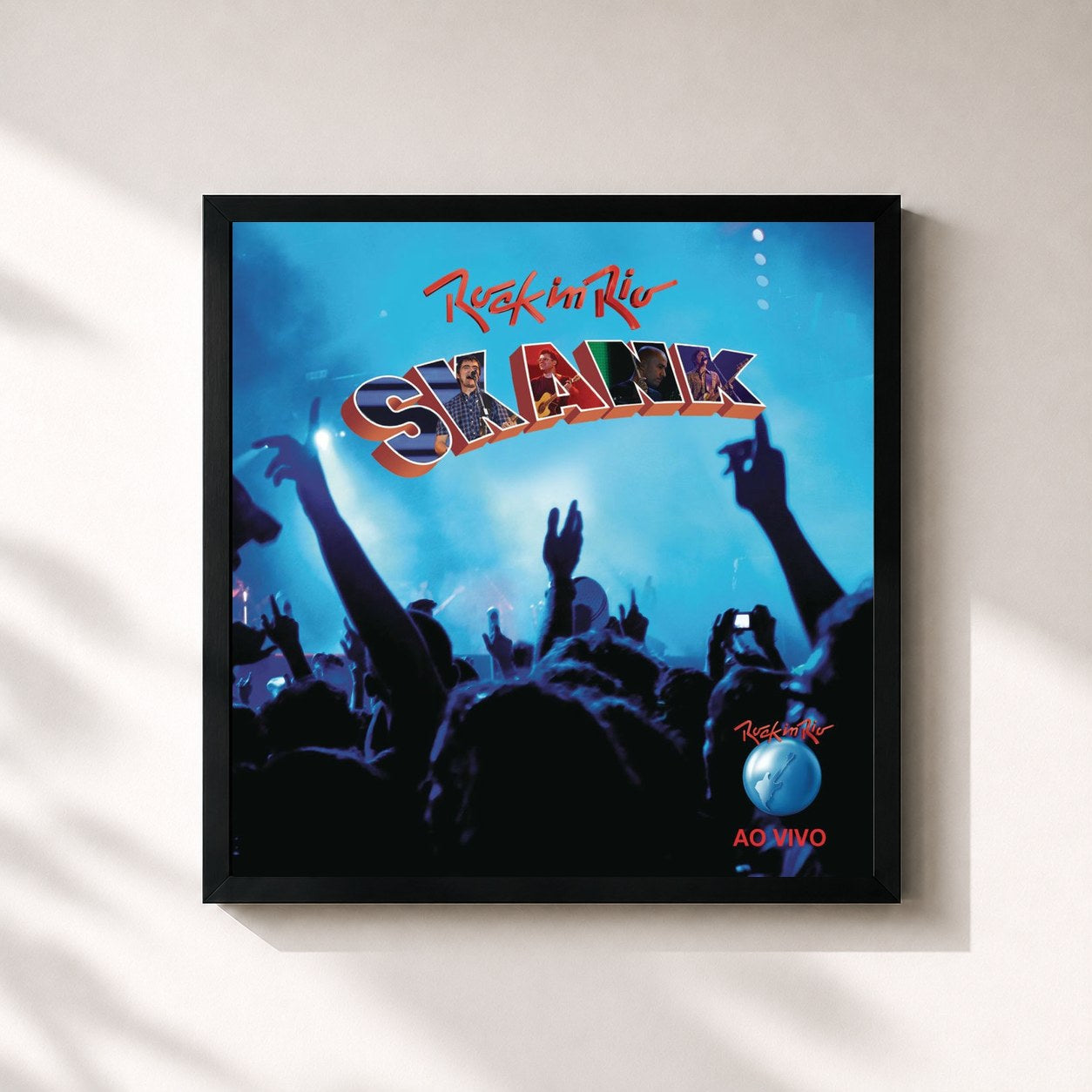 #noir Tableau carré de l'album Rock in Rio 2011 - Skank de Skank, cadre noir 32x32 cm