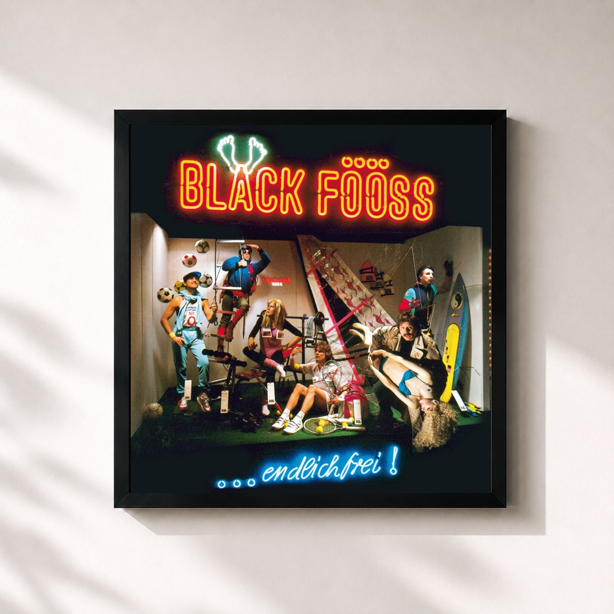 #noir Tableau carré de l'album Endlich Frei de Bläck Fööss, cadre noir 32x32 cm