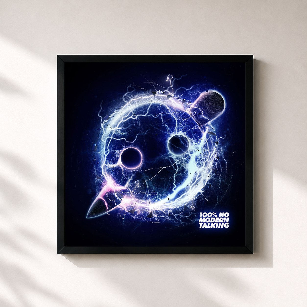 #noir Tableau carré de l'album 100% No Modern Talking de Knife Party, cadre noir 32x32 cm