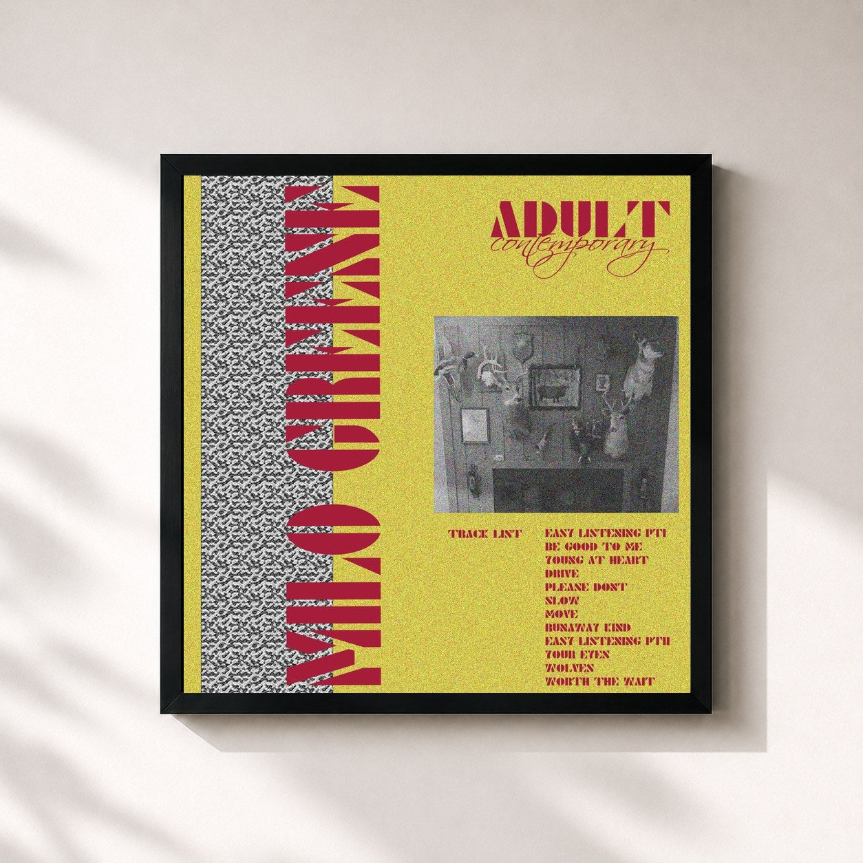 #noir Tableau carré de l'album Adult Contemporary de Milo Greene, cadre noir 32x32 cm