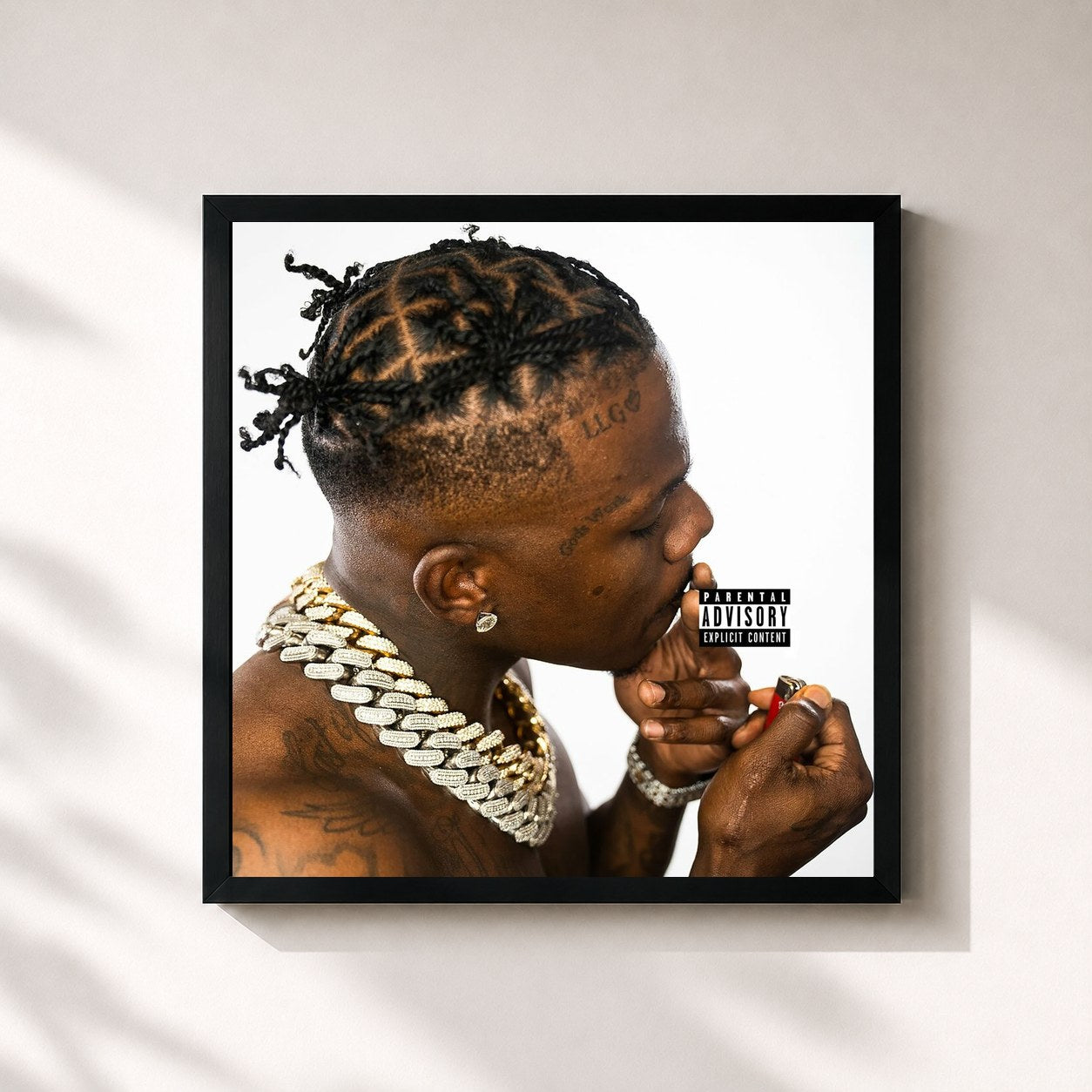 #noir Tableau carré de l'album Back On My Baby Jesus Sh!t AGAIN de DaBaby, cadre noir 32x32 cm
