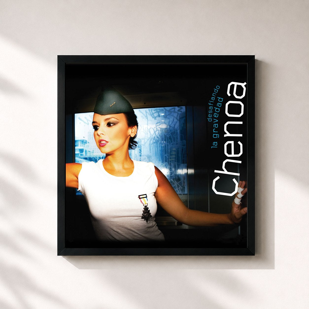#noir Tableau carré de l'album Desafiando La Gravedad de Chenoa, cadre noir 32x32 cm