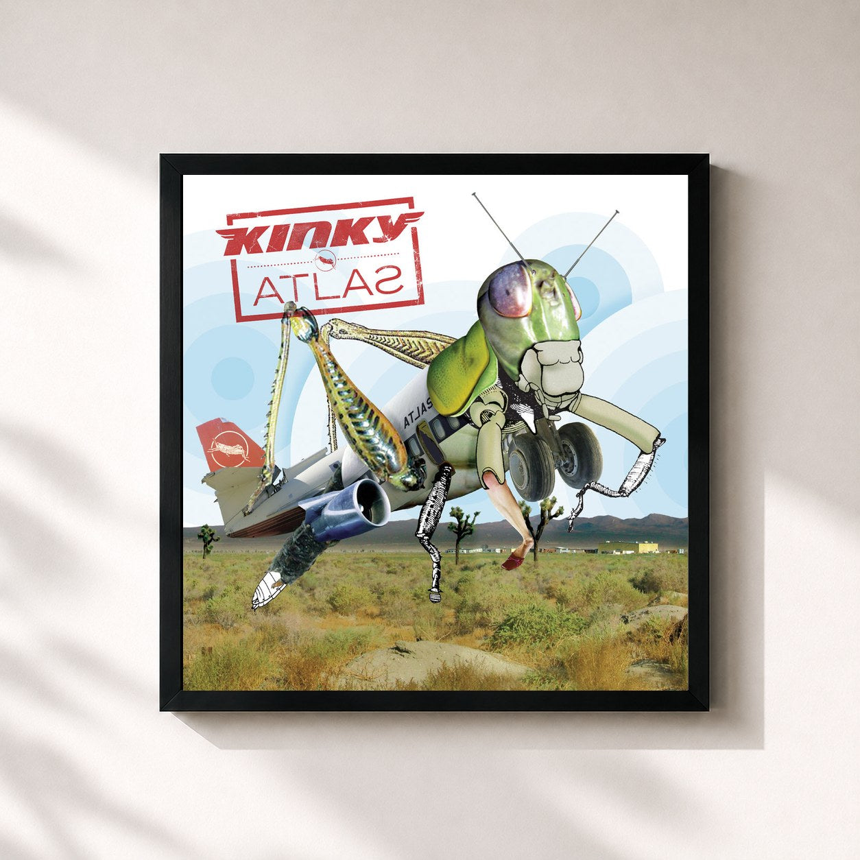 #noir Tableau carré de l'album Atlas (Remastered) de Kinky, cadre noir 32x32 cm