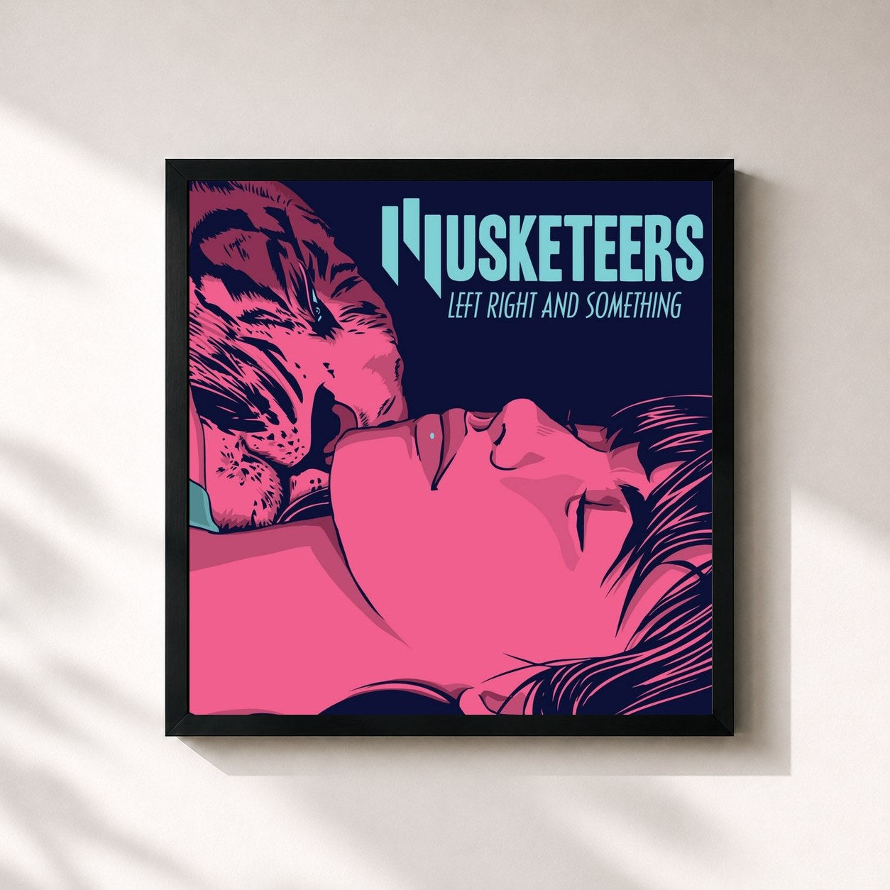 #noir Tableau carré de l'album Left Right And Something de Musketeers, cadre noir 32x32 cm