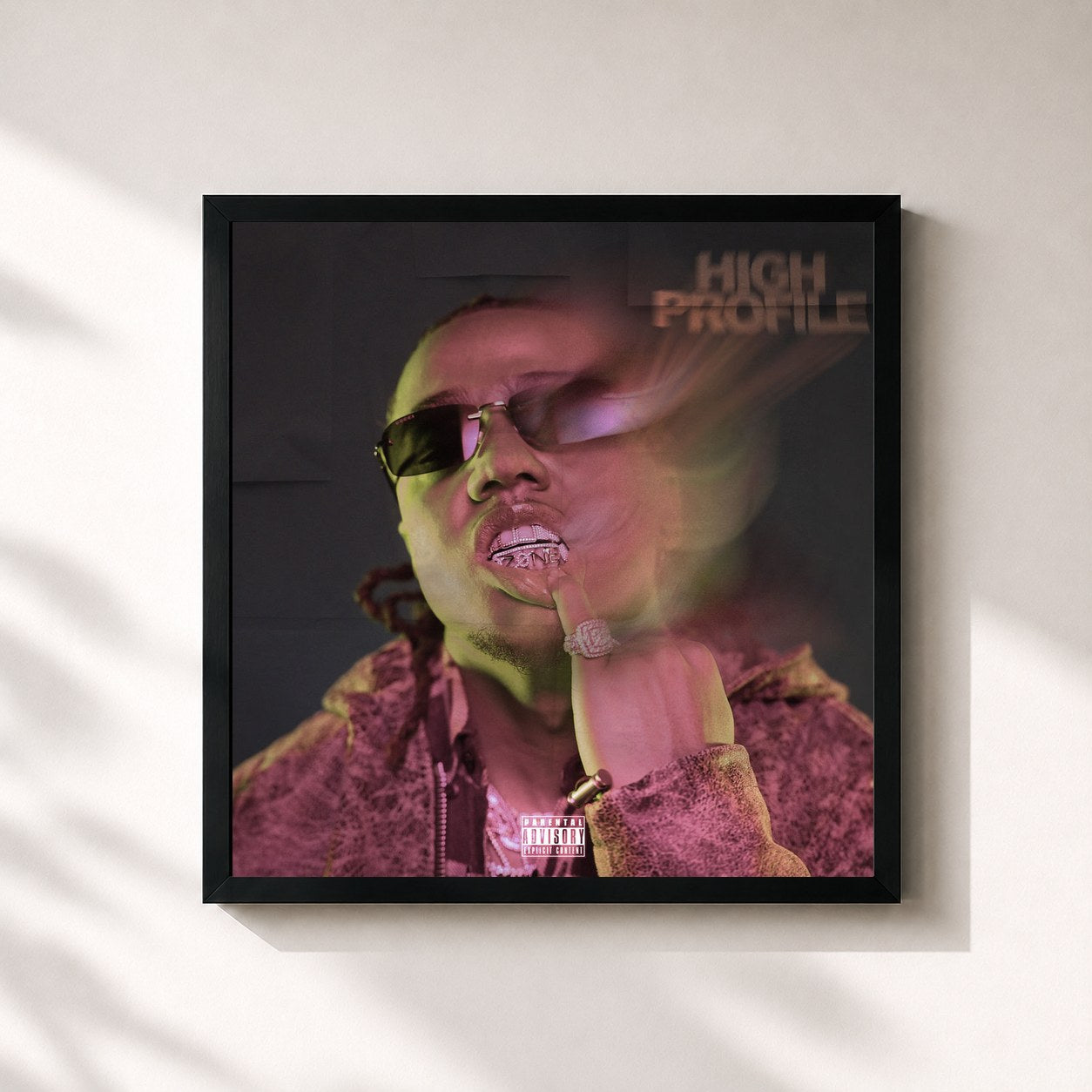 #noir Tableau carré de l'album High Profile de Nafe Smallz, cadre noir 32x32 cm