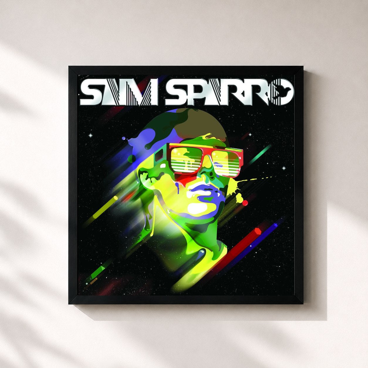 #noir Tableau carré de l'album Sam Sparro de Sam Sparro, cadre noir 32x32 cm