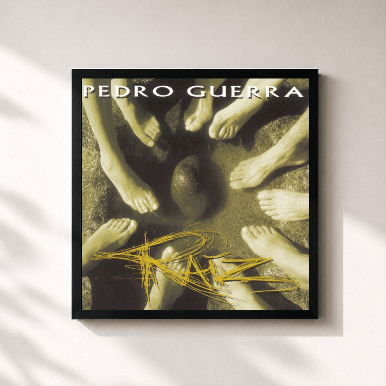 #noir Tableau carré de l'album Raiz de Pedro Guerra, cadre noir 32x32 cm