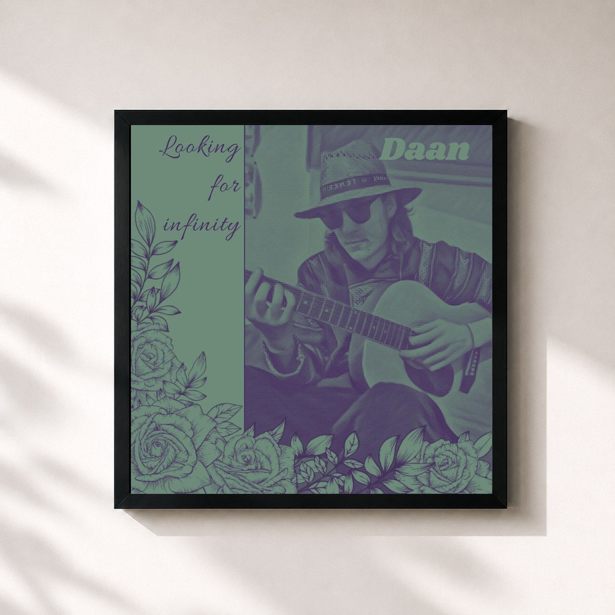 #noir Tableau carré de l'album Looking for Infinity de Daan, cadre noir 32x32 cm