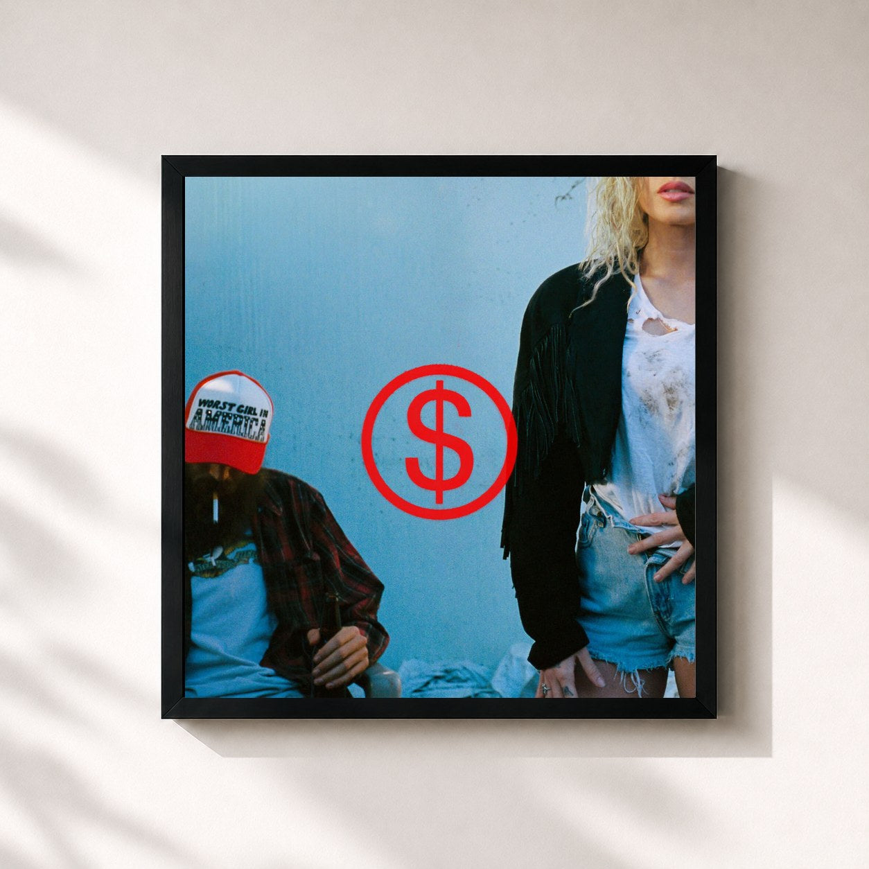 #noir Tableau carré de l'album WOR$T GIRL IN AMERICA de Slayyyter, cadre noir 32x32 cm