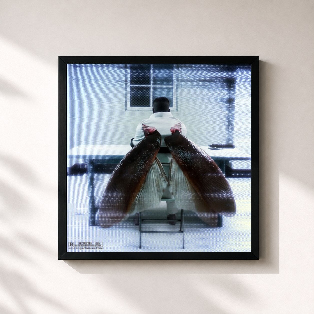 #noir Tableau carré de l'album 112 de Pause, cadre noir 32x32 cm