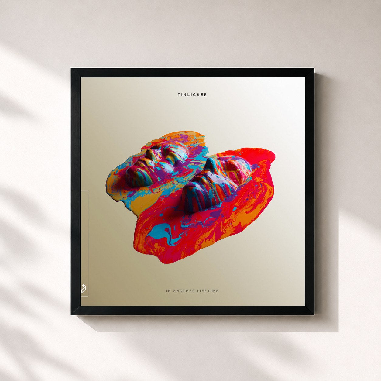 #noir Tableau carré de l'album In Another Lifetime de Tinlicker, cadre noir 32x32 cm
