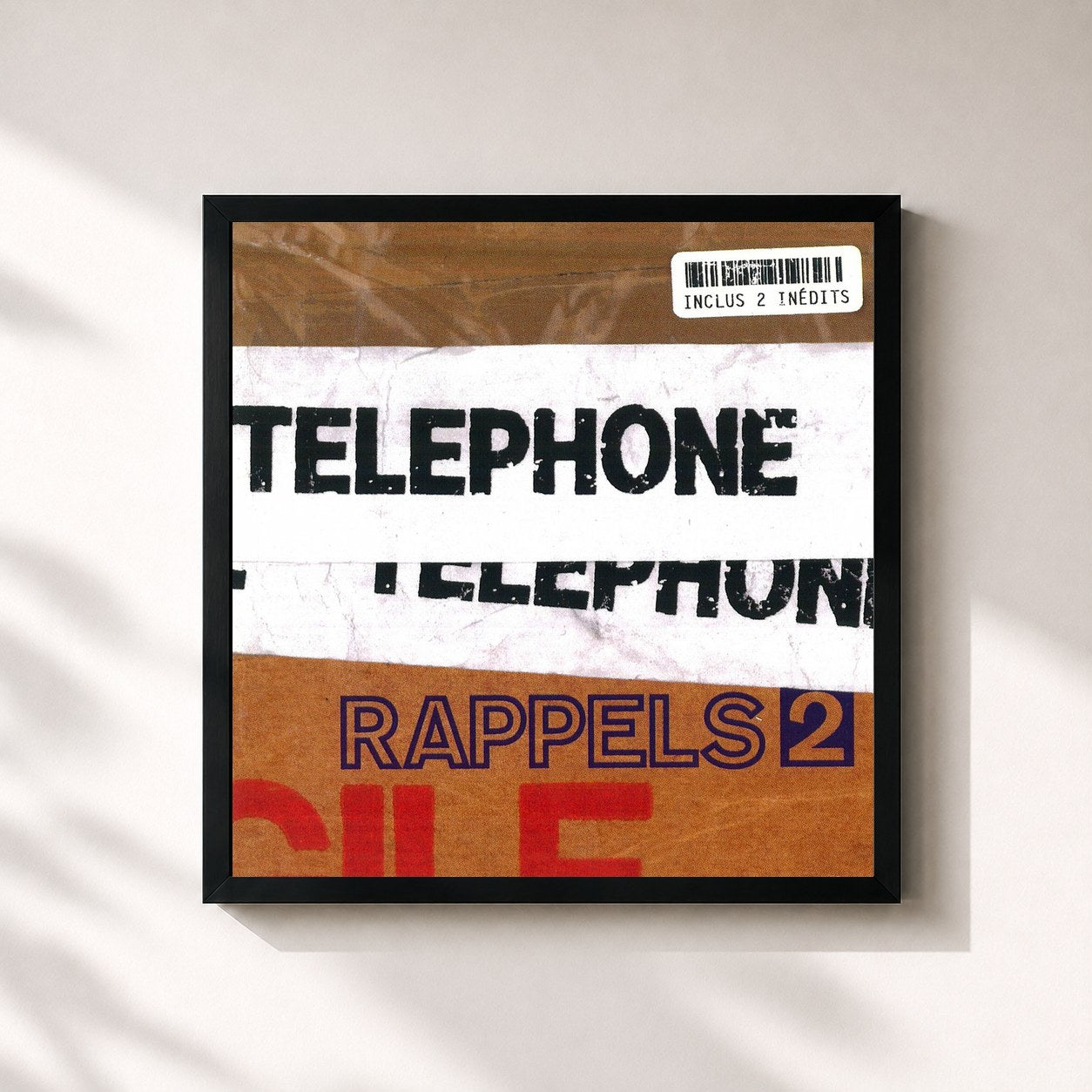 #noir Tableau carré de l'album Rappels 2 de Telephone, cadre noir 32x32 cm