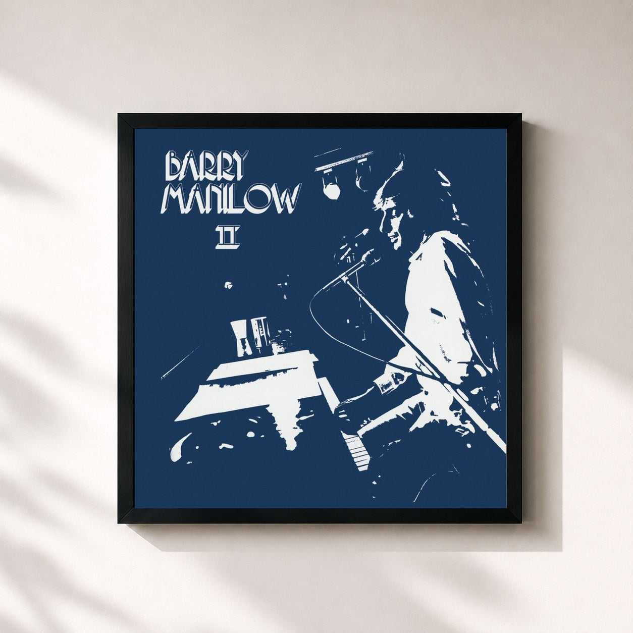 #noir Tableau carré de l'album Barry Manilow II de Barry Manilow, cadre noir 32x32 cm