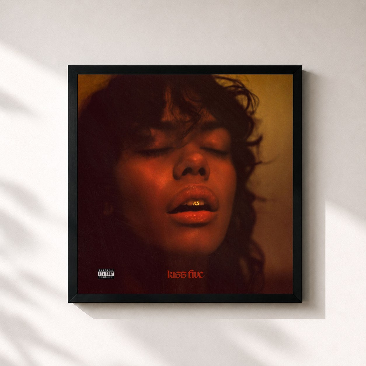 #noir Tableau carré de l'album Kiss 5 de K Camp, cadre noir 32x32 cm