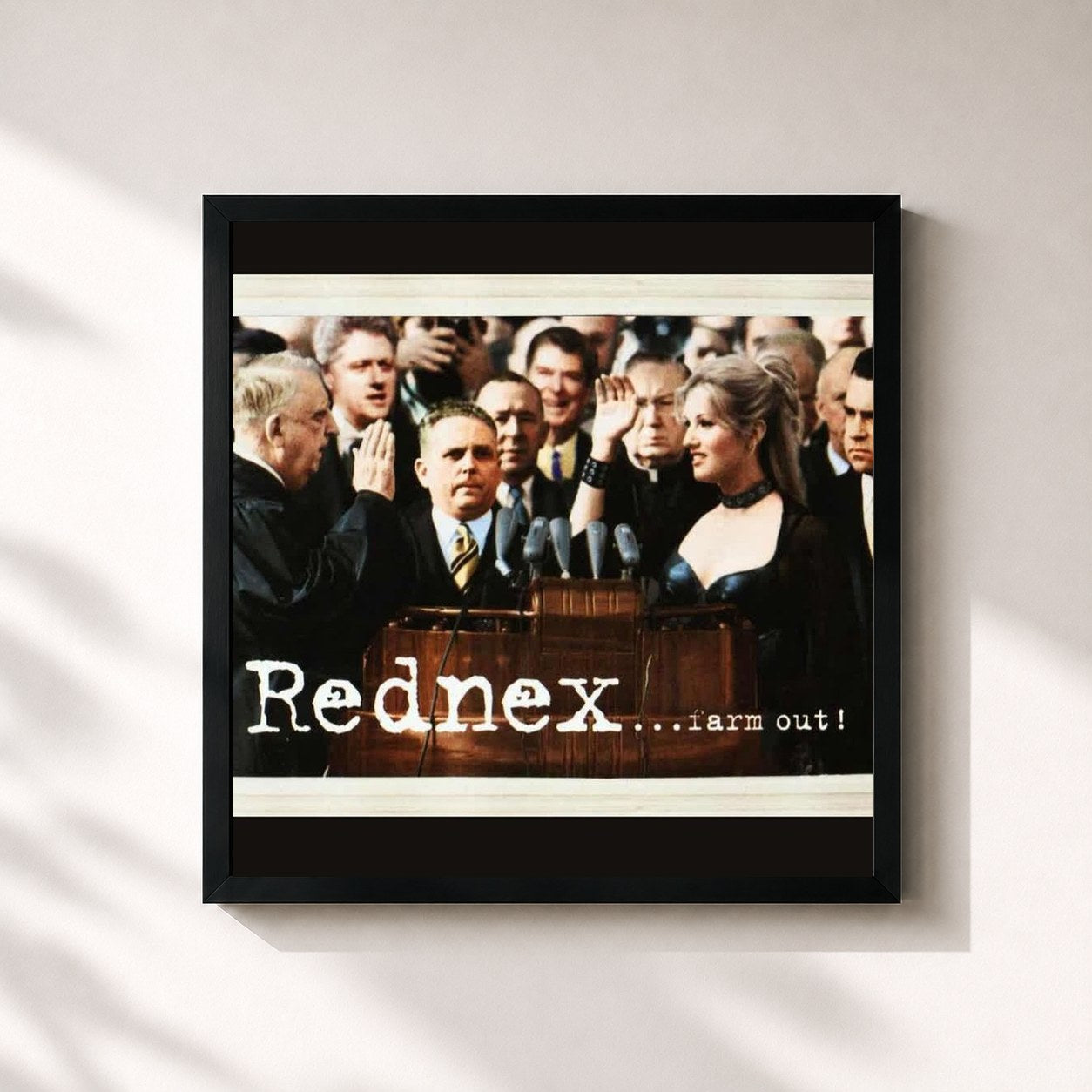 #noir Tableau carré de l'album Farm Out! de Rednex, cadre noir 32x32 cm