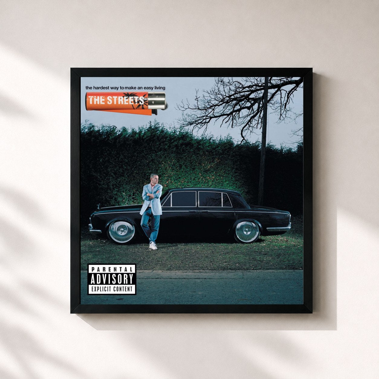 #noir Tableau carré de l'album The Hardest Way to Make an Easy Living de The Streets, cadre noir 32x32 cm
