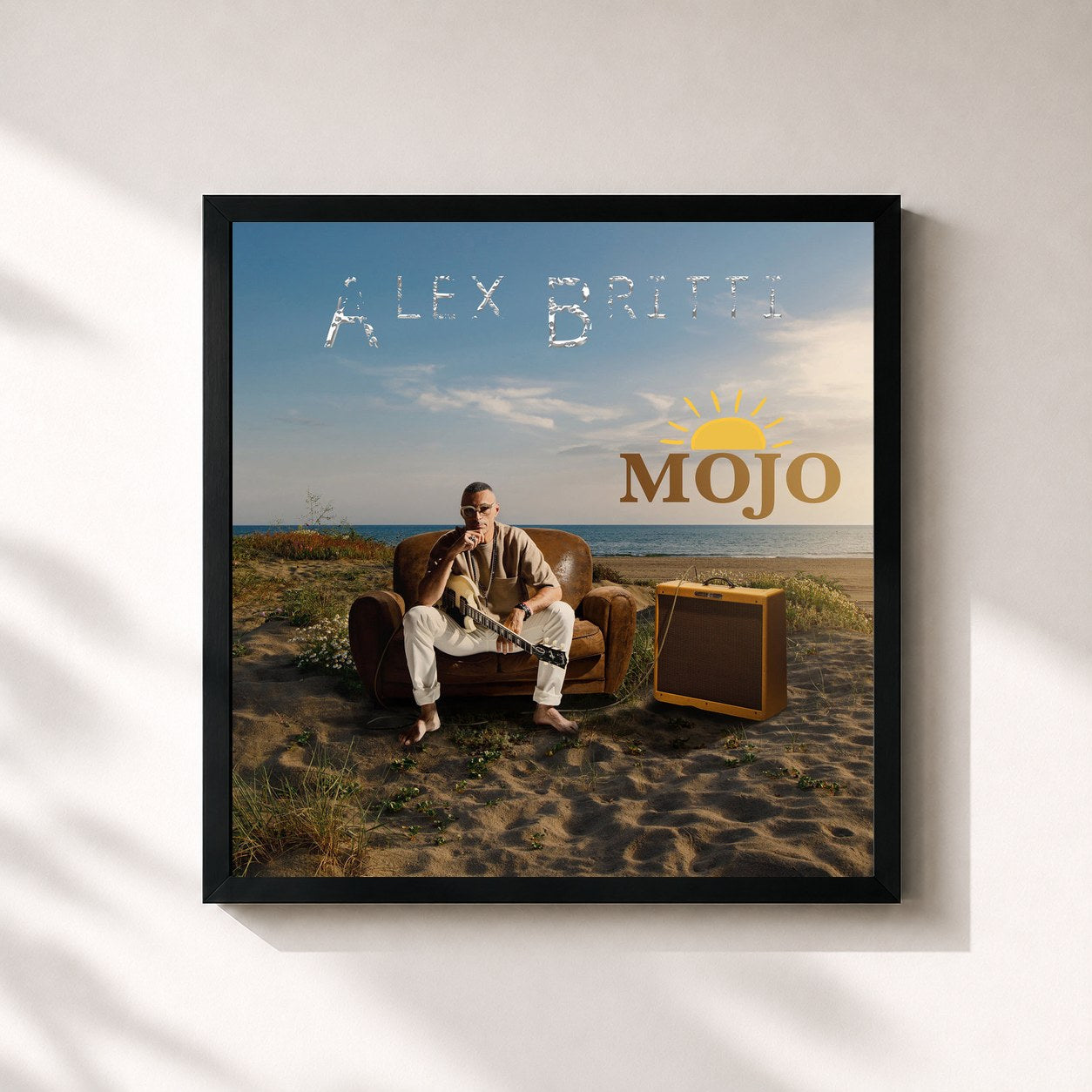 #noir Tableau carré de l'album Mojo de Alex Britti, cadre noir 32x32 cm
