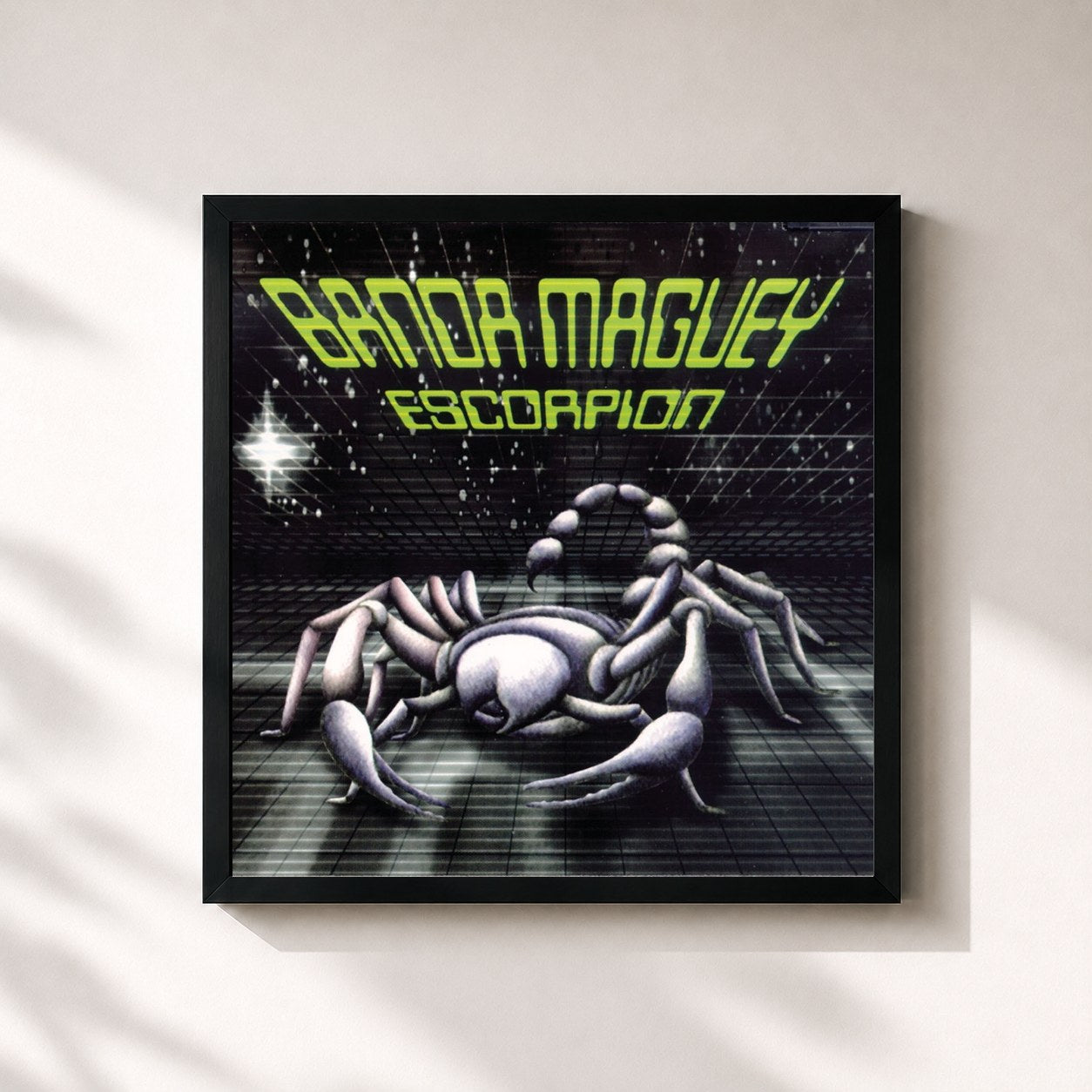 #noir Tableau carré de l'album Escorpion de Banda Maguey, cadre noir 32x32 cm