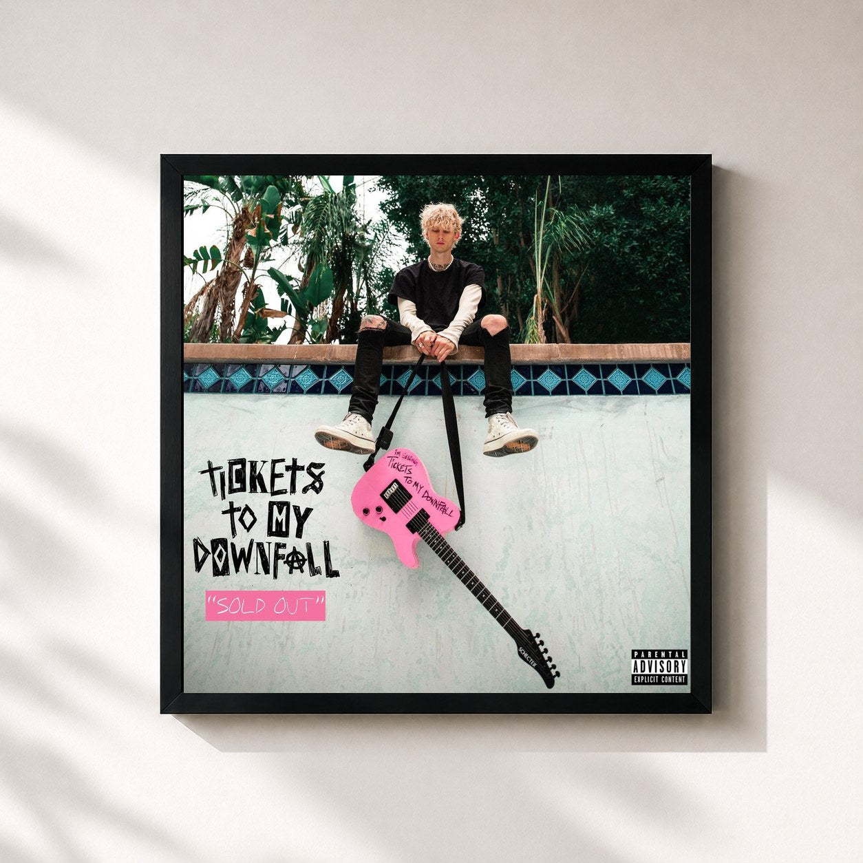 #noir Tableau carré de l'album Tickets To My Downfall (SOLD OUT Deluxe) de mgk, cadre noir 32x32 cm